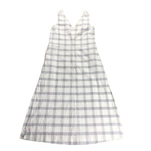 Theory Womens Small White DeepV Sleeveless Maxi Dress w/ Pockets, Spring Plaid